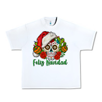 White Feliz Navidad Skull Urban Heavy Tee - BundleAndBundleShop