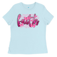 Baby Blue Faith Breast Cancer Ladies Tee - FaDigitalArtStudio