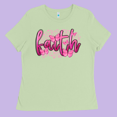 Faith Breast Cancer Ladies Tee Designed By Fadigitalartstudio