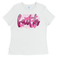 White Faith Breast Cancer Ladies Tee - FaDigitalArtStudio