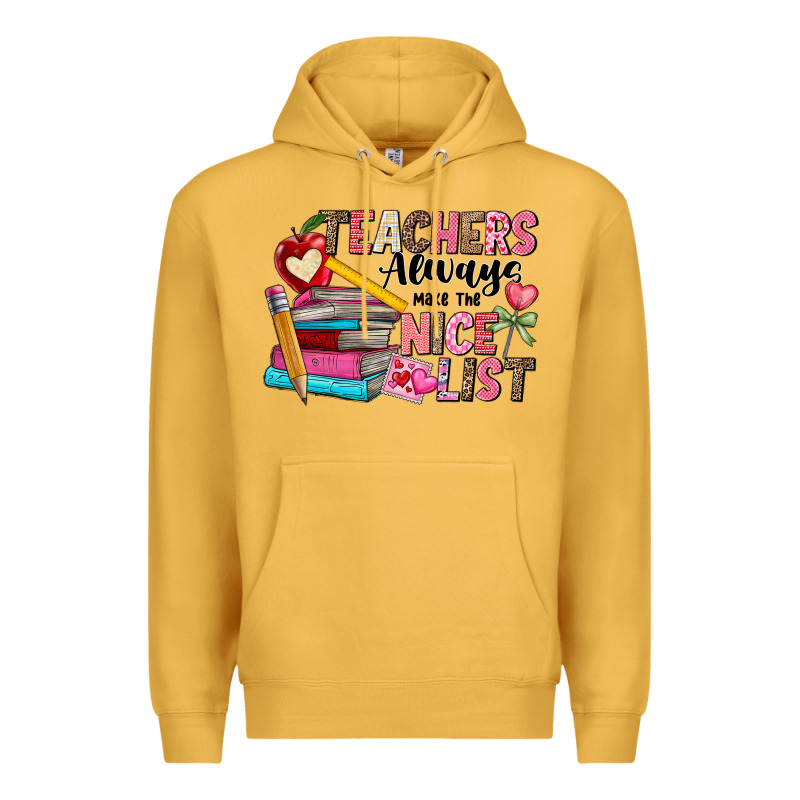 Teachers Always Make The Nice List Premium Hoodie by CowhideDigitalArt | Teevron