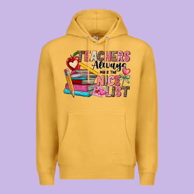 Teachers Always Make The Nice List Premium Hoodie Designed By Cowhidedigitalart
