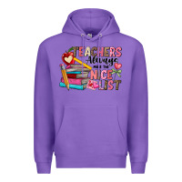 Purple Teachers Always Make The Nice List Premium Hoodie - CowhideDigitalArt