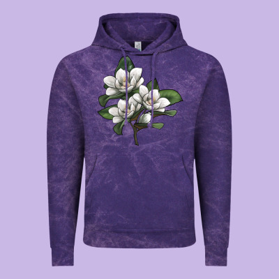 Magnolia Flower Illustration Vintage Hoodie Designed By Lillyallendesigns