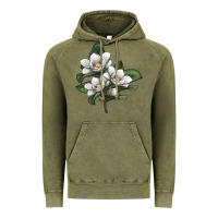 Vintage Olive Magnolia Flower Illustration Vintage Hoodie - LillyAllenDesigns