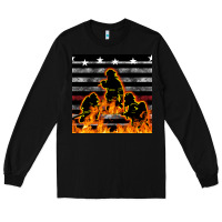 Black american firefighters seamless pattern Long Sleeve Tee - BundleAndBundleShop