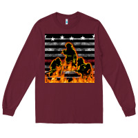 Burgundy american firefighters seamless pattern Long Sleeve Tee - BundleAndBundleShop