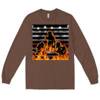 Chestnut american firefighters seamless pattern Long Sleeve Tee - BundleAndBundleShop