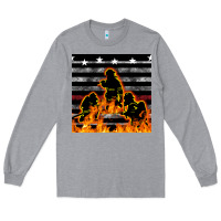 Heather Grey american firefighters seamless pattern Long Sleeve Tee - BundleAndBundleShop