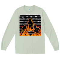 Matcha american firefighters seamless pattern Long Sleeve Tee - BundleAndBundleShop