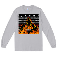 Moon Dust american firefighters seamless pattern Long Sleeve Tee - BundleAndBundleShop