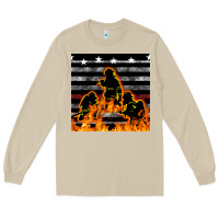 Mushroom american firefighters seamless pattern Long Sleeve Tee - BundleAndBundleShop
