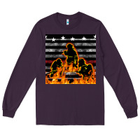 Plum american firefighters seamless pattern Long Sleeve Tee - BundleAndBundleShop