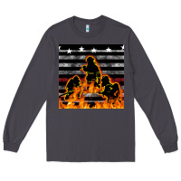 Smoke american firefighters seamless pattern Long Sleeve Tee - BundleAndBundleShop
