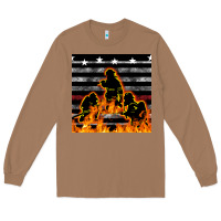 Toasted Coconut american firefighters seamless pattern Long Sleeve Tee - BundleAndBundleShop