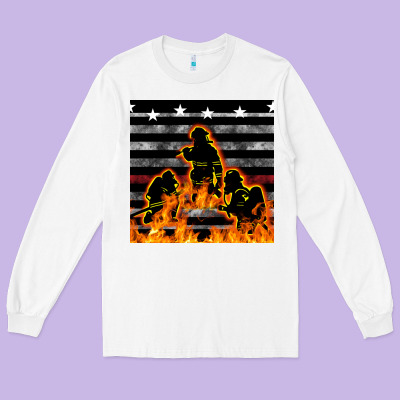 American Firefighters Seamless Pattern Long Sleeve Tee Designed By Bundleandbundleshop