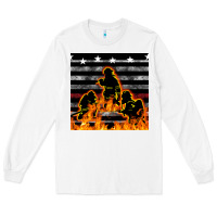 White american firefighters seamless pattern Long Sleeve Tee - BundleAndBundleShop
