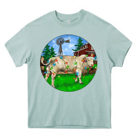 Arona Christmas Charolais Bull And Barnyard Heavy Core Tee - RanaPortraitStore