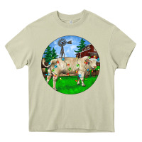 Mossy Christmas Charolais Bull And Barnyard Heavy Core Tee - RanaPortraitStore