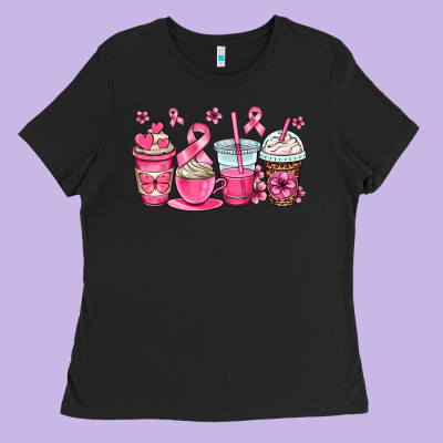Breast Cancer Coffee Cups Ladies Tee Designed By Oliviacreatesart