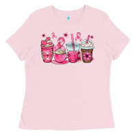 Bubblegum Pink breast cancer coffee cups Ladies Tee - OliviaCreatesArt