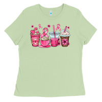 Matcha breast cancer coffee cups Ladies Tee - OliviaCreatesArt