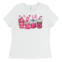 White breast cancer coffee cups Ladies Tee - OliviaCreatesArt