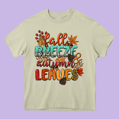 Fall Breeze And Autumn Leaves Heavy Core Tee Designed By Cowgirlartshop