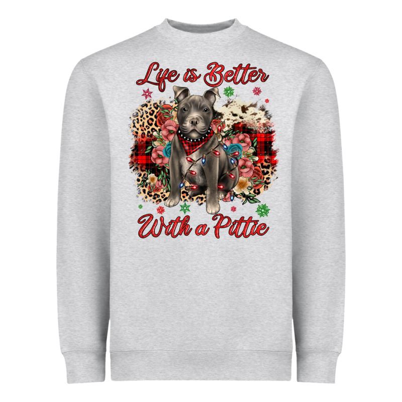 Christmas Life Is Better With A Pittie Heavyweight Sweatshirt by JahusDesignShop | Teevron