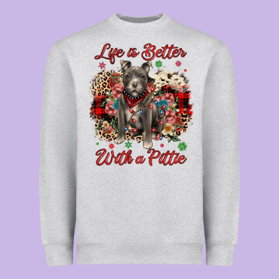 Christmas Life Is Better With A Pittie Heavyweight Sweatshirt Designed By Jahusdesignshop