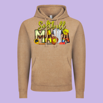 Softball Mama Vintage Hoodie Designed By Cowhidedigitalart