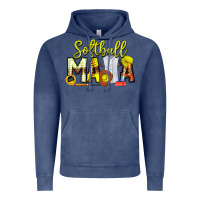 Vintage Denim Softball Mama Vintage Hoodie - CowhideDigitalArt