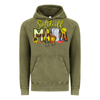 Vintage Olive Softball Mama Vintage Hoodie - CowhideDigitalArt