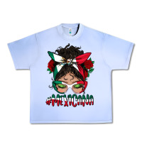 Grape Ice Mexicana Messy Bun Mama Urban Heavy Tee - BundleAndBundleShop