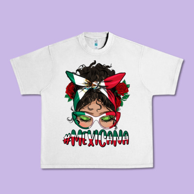 Mexicana Messy Bun Mama Urban Heavy Tee Designed By Bundleandbundleshop