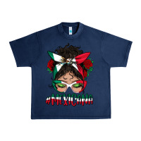 Navy Mexicana Messy Bun Mama Urban Heavy Tee - BundleAndBundleShop