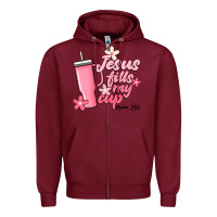 Burgundy jesus fills my cup Zipper Hoodie - JahusDesignShop