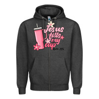 Charcoal Heather jesus fills my cup Zipper Hoodie - JahusDesignShop