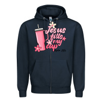Navy jesus fills my cup Zipper Hoodie - JahusDesignShop
