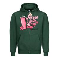 Sports Green jesus fills my cup Zipper Hoodie - JahusDesignShop