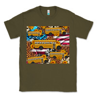 Army Green school bus American flag sunflower cowhide leopard Classic Tee - Artiststas