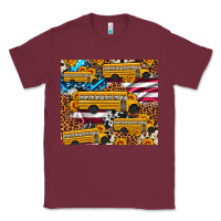 Burgundy school bus American flag sunflower cowhide leopard Classic Tee - Artiststas