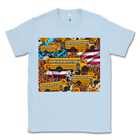 Dusty Blue school bus American flag sunflower cowhide leopard Classic Tee - Artiststas