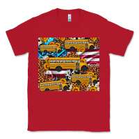 Red school bus American flag sunflower cowhide leopard Classic Tee - Artiststas