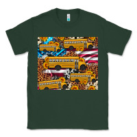 Sports Green school bus American flag sunflower cowhide leopard Classic Tee - Artiststas