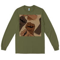 Army Green melanin raised fist seamless pattern Long Sleeve Tee - BundleAndBundleShop