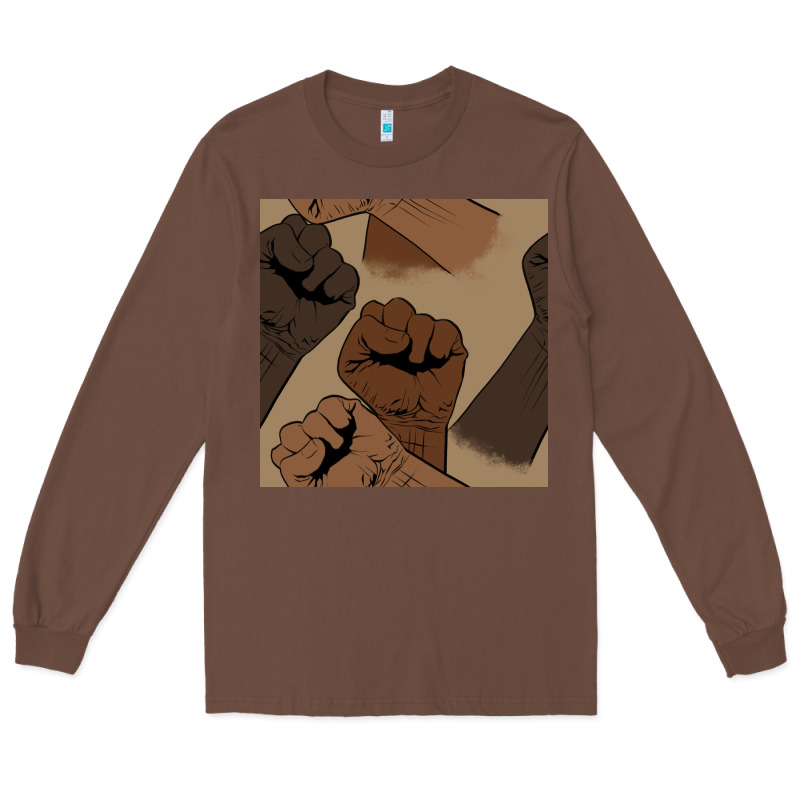 Melanin Raised Fist Seamless Pattern Long Sleeve Tee by BundleAndBundleShop | Teevron