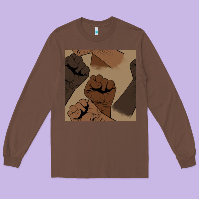 Melanin Raised Fist Seamless Pattern Long Sleeve Tee Designed By Bundleandbundleshop