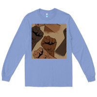 Colony Blue melanin raised fist seamless pattern Long Sleeve Tee - BundleAndBundleShop