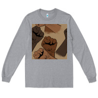 Heather Grey melanin raised fist seamless pattern Long Sleeve Tee - BundleAndBundleShop
